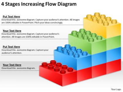 Business strategy consultant 4 stages increasing flow diagram powerpoint templates backgrounds for slides