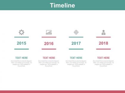 Business target analysis timeline with year tags powerpoint slides