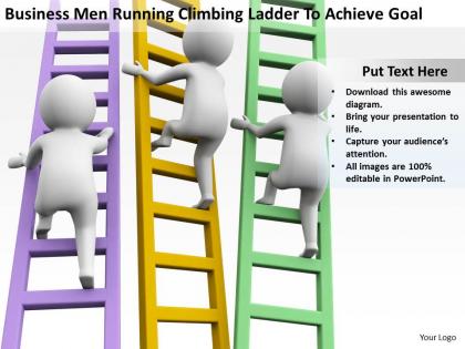 Businessmen running climbing ladder to achieve goal ppt graphics icons powerpoint