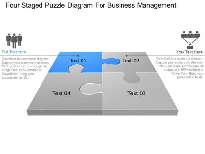 Bx four staged puzzle diagram for business management powerpoint template slide