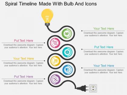 Bx spiral timeline made with bulb and icons flat powerpoint design