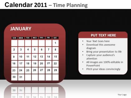 Calendar 2011 time planning powerpoint presentation slides db