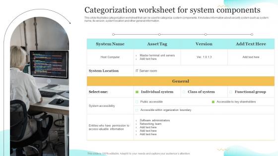 Categorization Worksheet For System Components Upgrading Cybersecurity With Incident Response Playbook