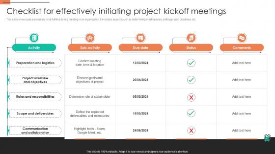 Checklist For Effectively Initiating Project Kickoff Meetings