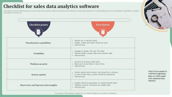 Checklist For Sales Data Analytics Software