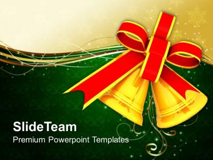 Christian christmas golden bell with red bow powerpoint templates ppt backgrounds for slides