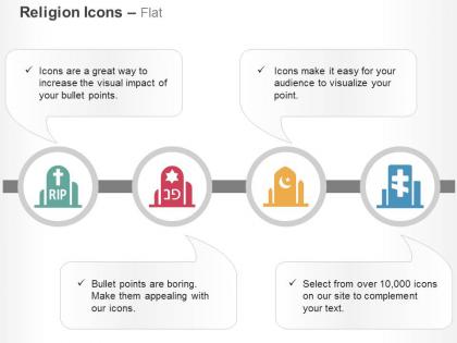Christian yahudi muslim worship places ppt icons graphics