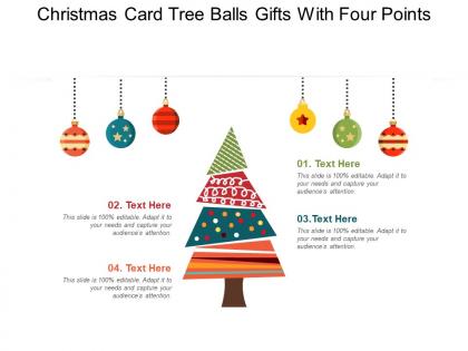 Christmas card tree balls gifts with four points