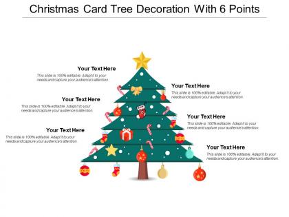 Christmas card tree decoration with 6 points