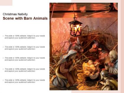 Christmas nativity scene with barn animals