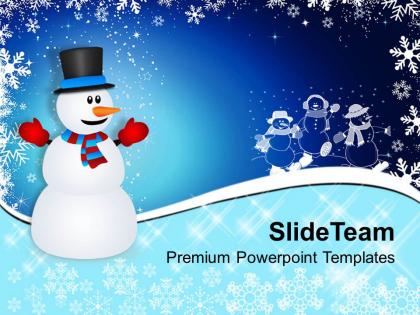 Christmas stocking winter snowman on background powerpoint templates ppt for slides