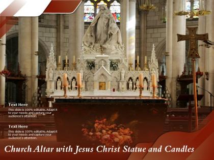 Church altar with jesus christ statue and candles