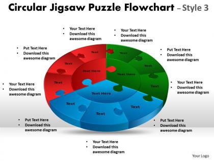 Circular jigsaw puzzle flowchart templates process diagram style 7