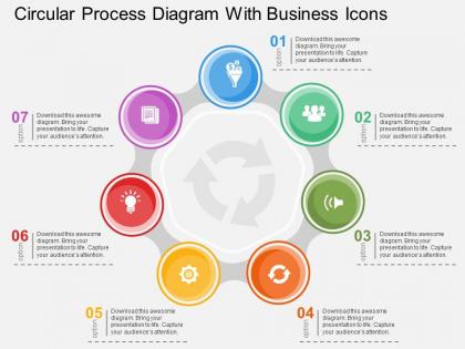 Circular process diagram with business icons flat powerpoint design