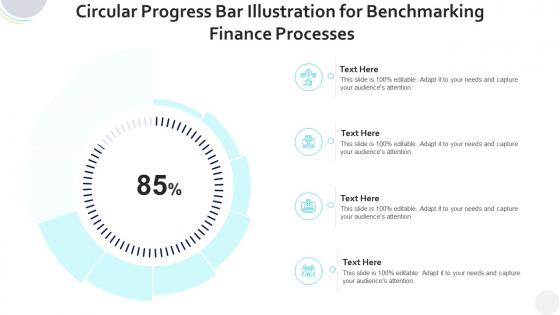 Circular progress bar illustration for benchmarking finance processes infographic template