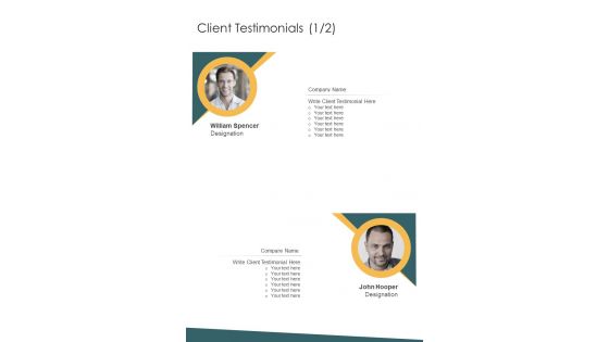 Client Testimonials Branding Design Proposal Template One Pager Sample Example Document