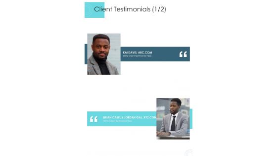 Client Testimonials Proposal For Human Resource Outsourcing One Pager Sample Example Document