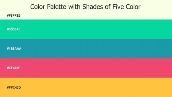 Color Palette With Five Shade China Ivory Caribbean Green Eastern Blue French Rose Sunglow