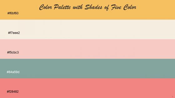 Color Palette With Five Shade Cream Can Quarter Spanish White Mandys Pink Cascade Froly