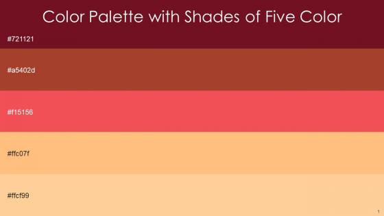 Color Palette With Five Shade Dark Tan Medium Carmine Carnation Macaroni And Cheese Peach Orange