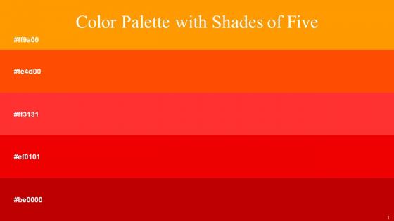 Color Palette With Five Shade Orange Peel Vermilion Red Orange Red Guardsman Red