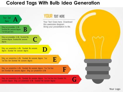 Colored tags with bulb idea generation flat powerpoint design