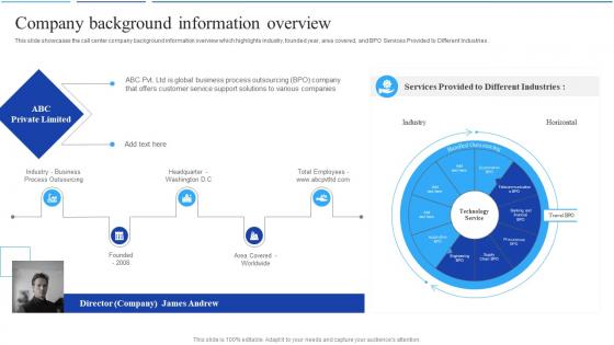 Company Background Information Overview Call Center Agent Performance