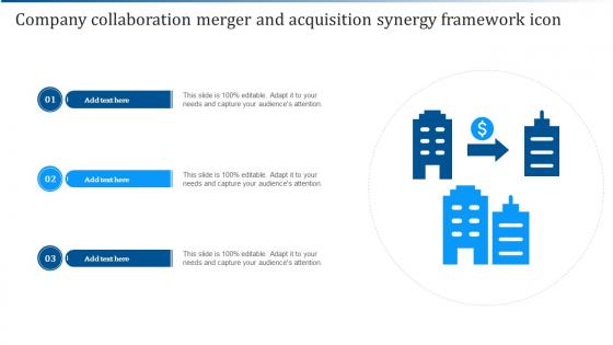 Company Collaboration Merger And Acquisition Synergy Framework Icon