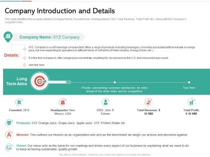 Company introduction and details strategies win customer trust ppt sample