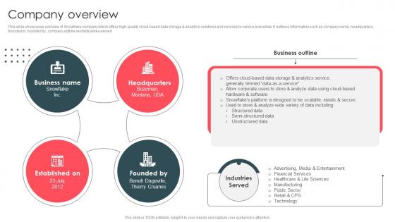 Company Overview Data Analytics And Storage Company Profile CP SS V