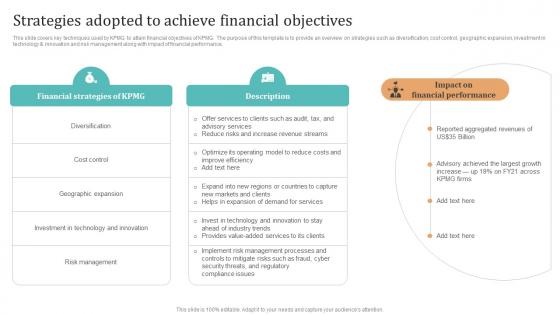 Complete Guide To KPMG Strategies Adopted To Achieve Financial Objectives Strategy SS V