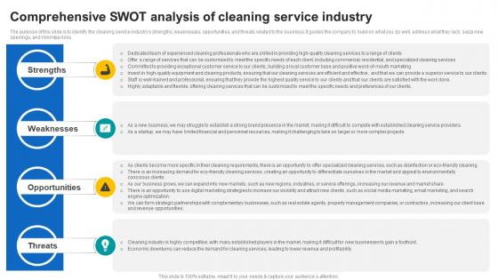 Comprehensive Swot Analysis Of Cleaning Service Industry Janitorial Service Business Plan BP SS