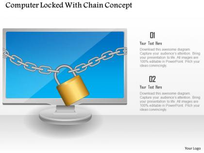 Computer with lock for total security analysis ppt slides