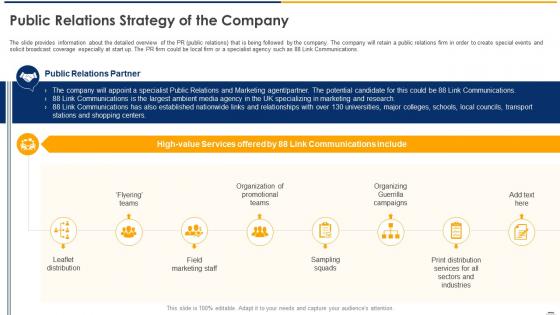 Confidential information memorandum public relations strategy of the company