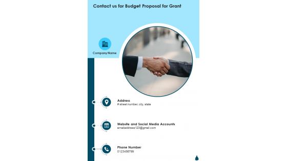 Contact Us For Budget Proposal For Grant One Pager Sample Example Document