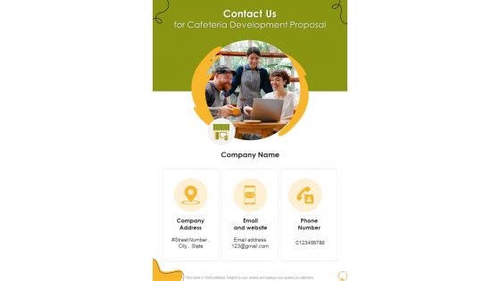 Contact Us For Cafeteria Development Proposal One Pager Sample Example Document
