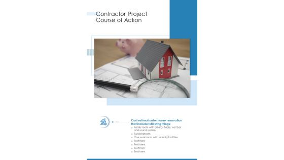 Contractor Project Course Of Action Real Estate Proposal One Pager Sample Example Document