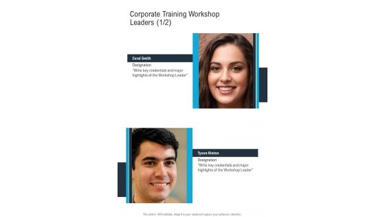 Corporate Training Workshop Leaders One Pager Sample Example Document