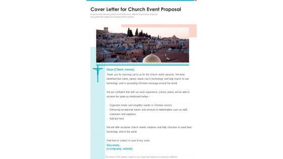 Cover Letter For Church Event Proposal One Pager Sample Example Document