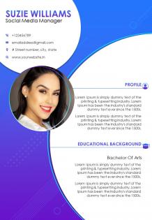 Creative resume template for social media manager cv sample