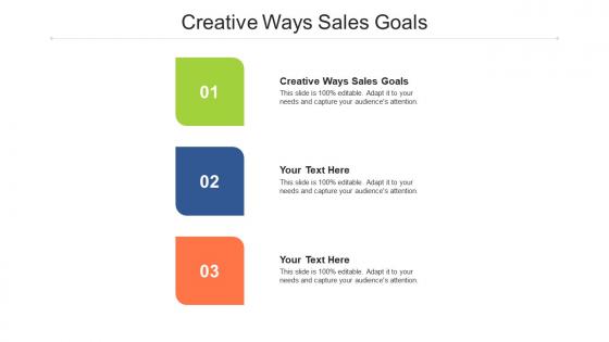 Creative ways sales goals ppt powerpoint presentation show gallery cpb