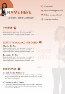 Cv social media manager resume marketing profile