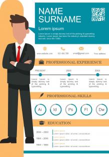 Cv visual resume template with professional skills