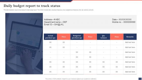 Daily Budget Report To Track Status