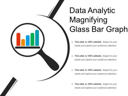 Data analytic magnifying glass bar graph