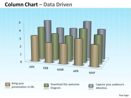 Data driven 3d column chart for sets of information powerpoint slides