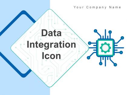 Data Integration Icon Cloud Computer Gear Storage Arrows Square Puzzle