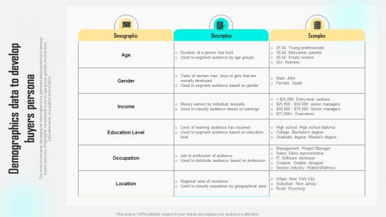 Demographics Data To Develop Buyers Persona Improving Customer Satisfaction By Developing MKT SS V