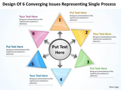 Design of 6 converging issues representing single process radial diagram powerpoint templates