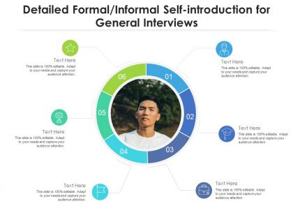 Detailed formal informal self introduction for general interviews infographic template